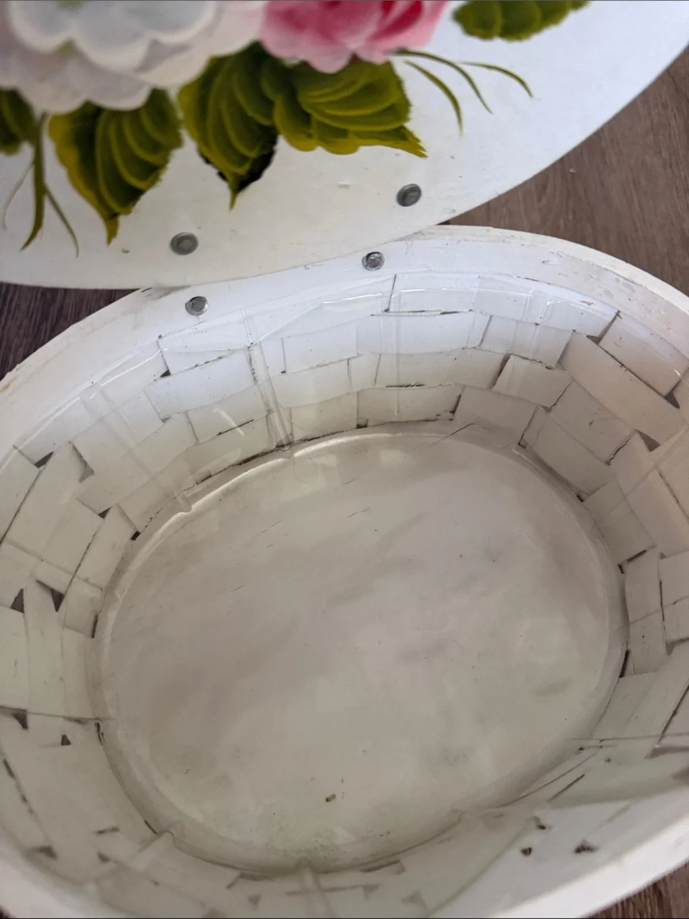 Cottagecore White Floral wooden Wicker Basket purse